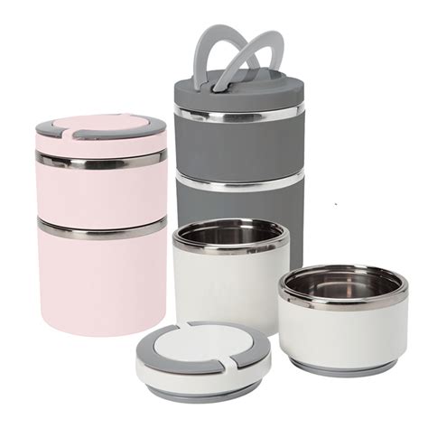 2 tier round stainless steel insulated lunch box|adult insulated lunch box ideas.